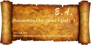 Bendekovits Apollinár névjegykártya